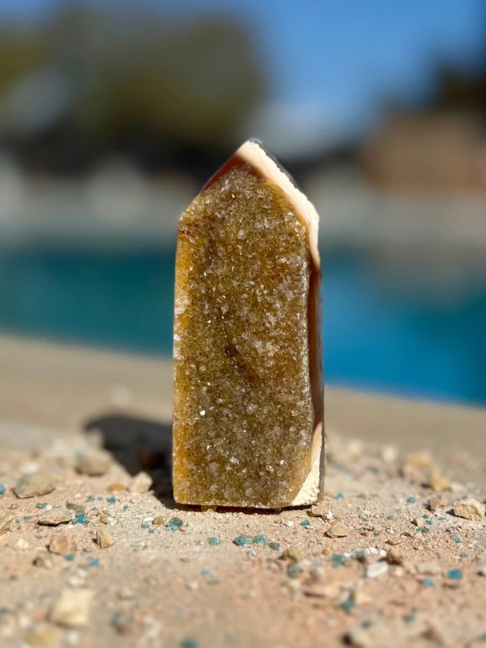 Brazilian Chalcedony Agate Druzy Tower Crystal this authentic